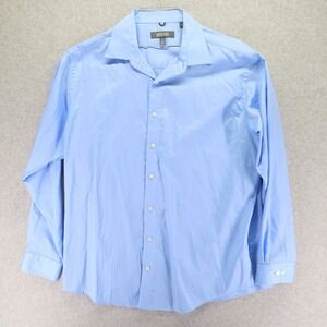 Kenneth Cole Reaction Shirt Mens XL 17 34/35 Button Up Blue Striped Long Sleeve